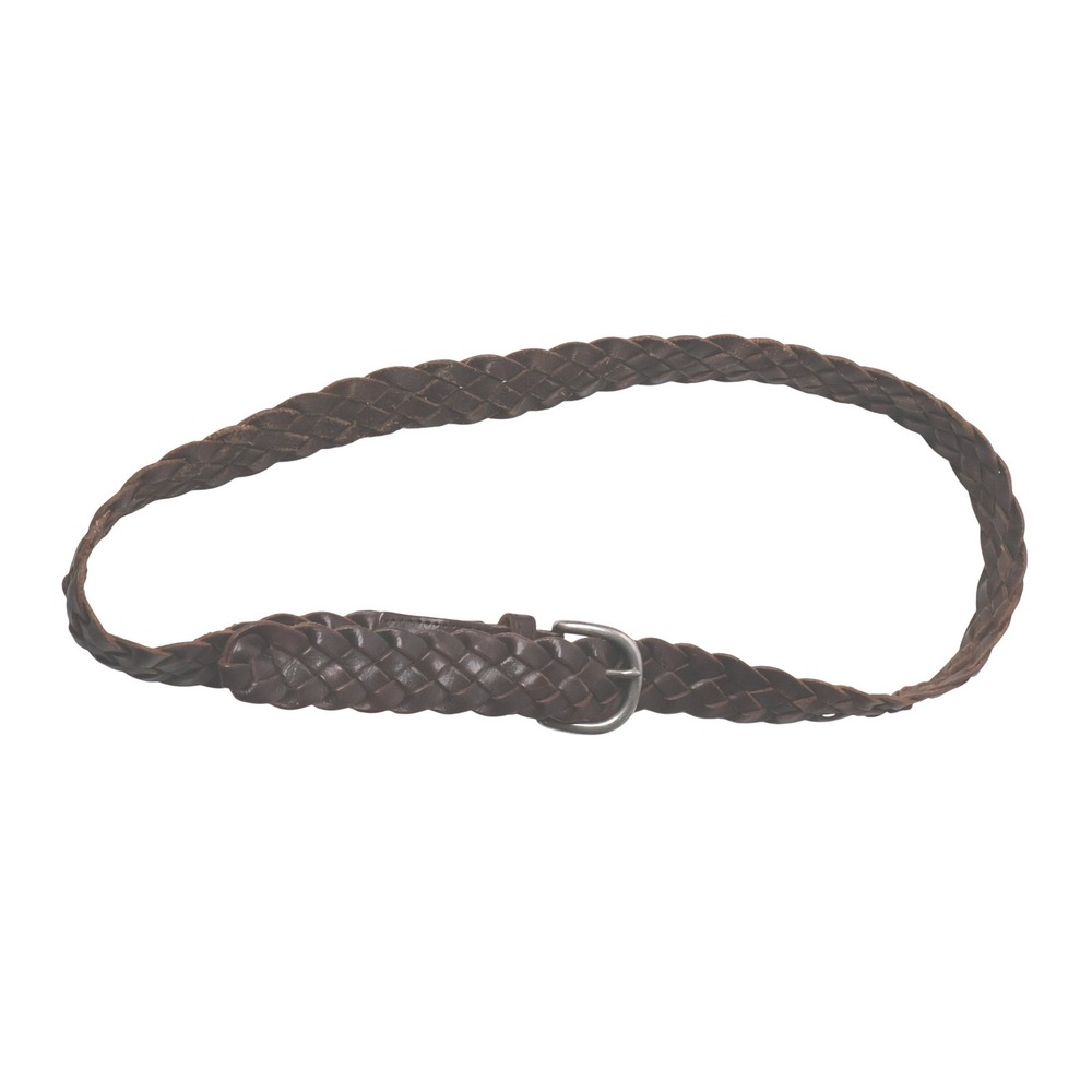 Aeropostale Brown Braided Genuine Leather Belt Medium Silver‎ Tone Buckle Y2K